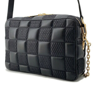 Louis Vuitton Shoulder Black Troca Leather Damier Quilted Bag